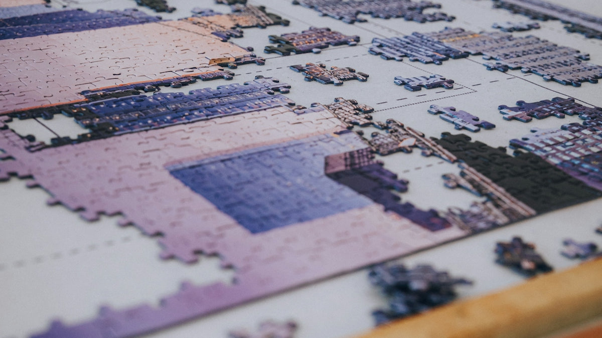 white blue and brown jigsaw puzzle