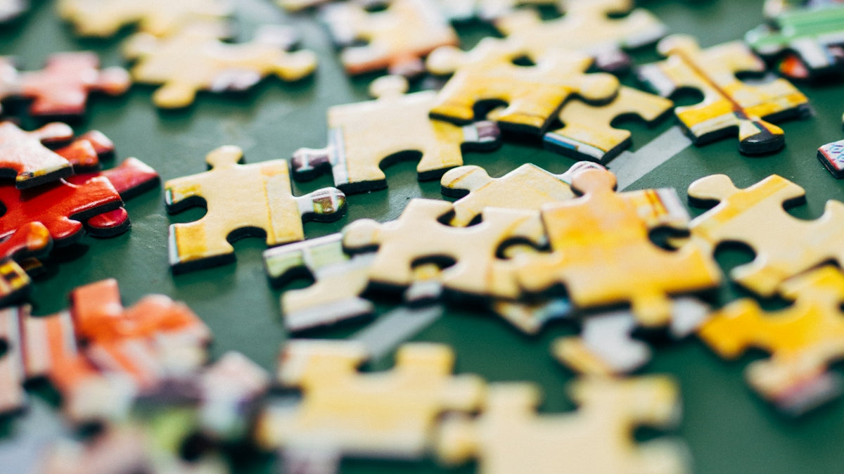 red white and gray jigsaw puzzle
