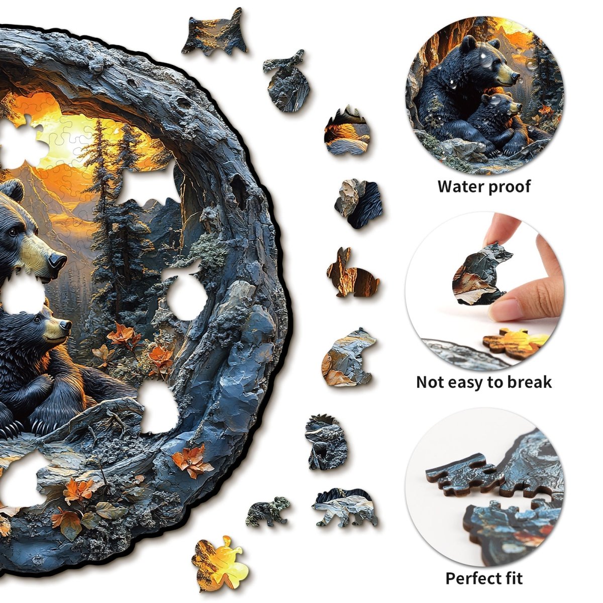 3D Bear Cuddle Wooden Jigsaw Puzzle - KAAYEE Puzzle