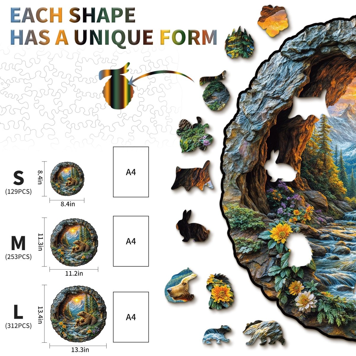 3D Bear Embrace Wooden Jigsaw Puzzle - KAAYEE Puzzle