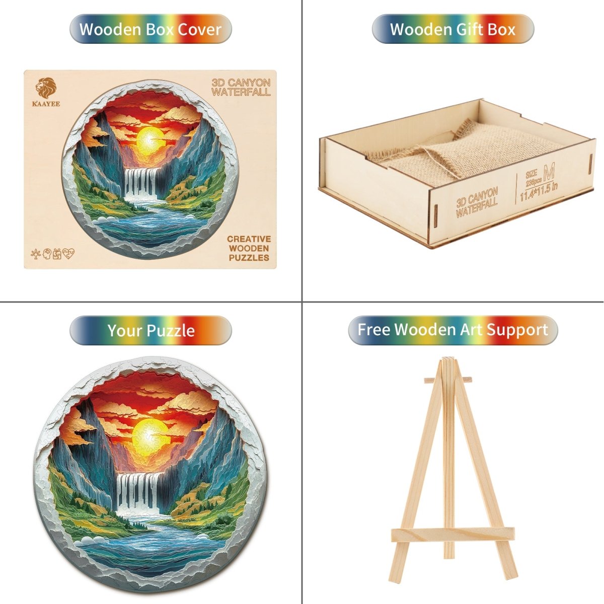 3D Canyon Waterfall Wooden Jigsaw Puzzle - KAAYEE Puzzle