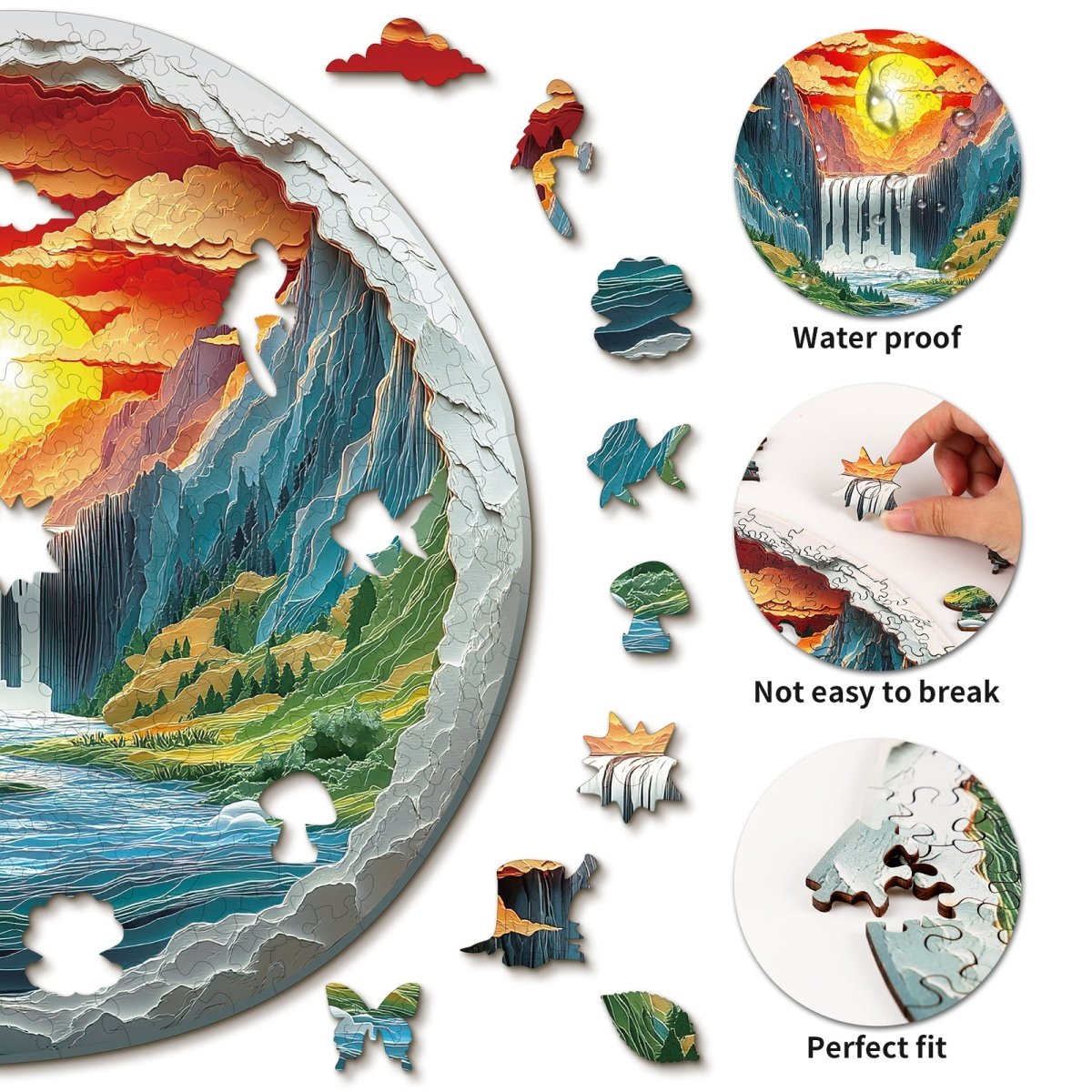 3D Canyon Waterfall Wooden Jigsaw Puzzle - KAAYEE Puzzle