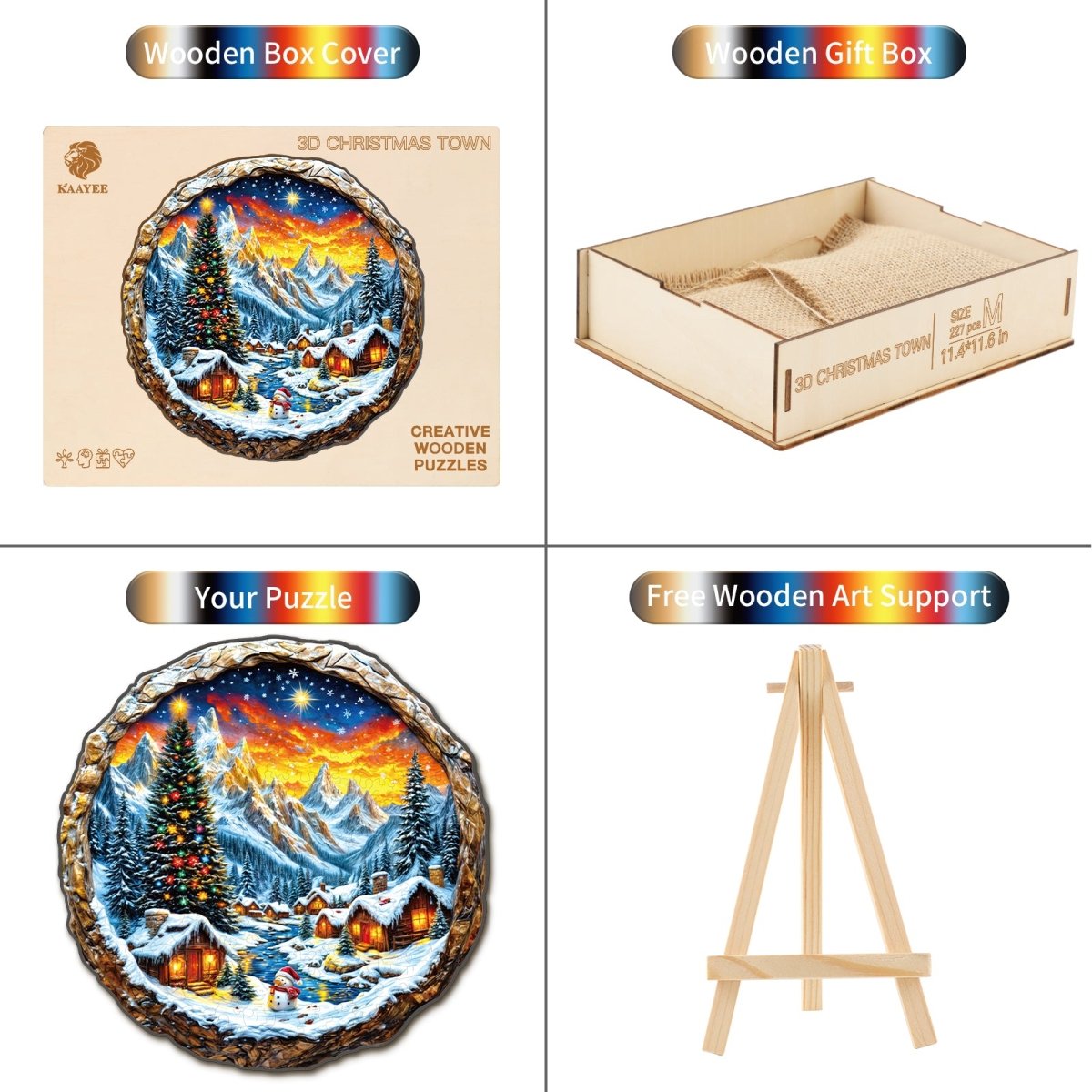 3D Christmas Town 2 Wooden Jigsaw Puzzle - KAAYEE Puzzle