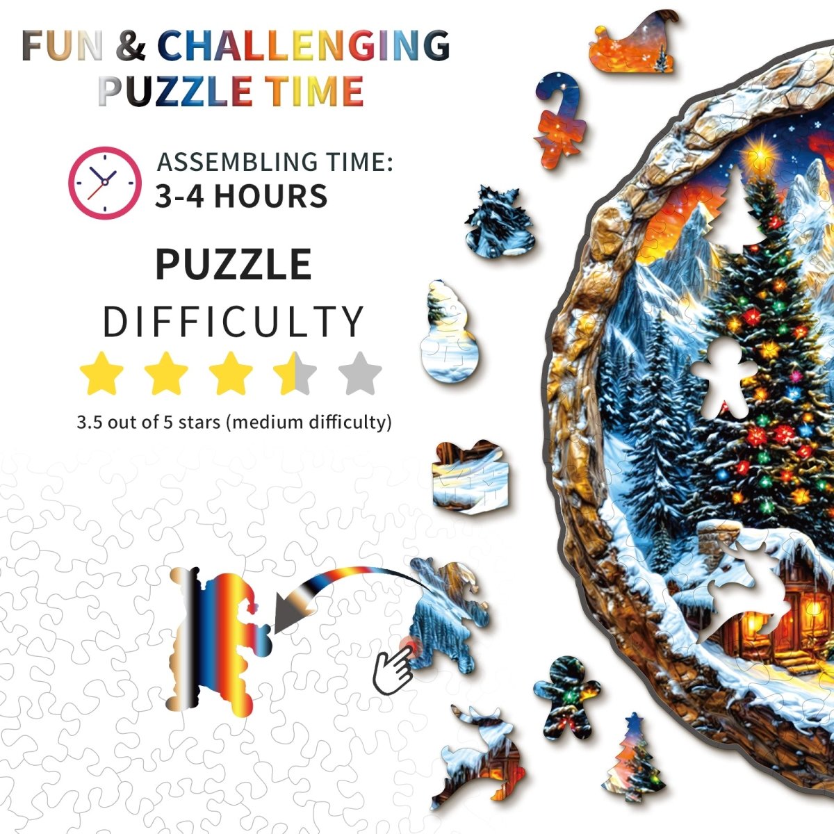 3D Christmas Town 2 Wooden Jigsaw Puzzle - KAAYEE Puzzle