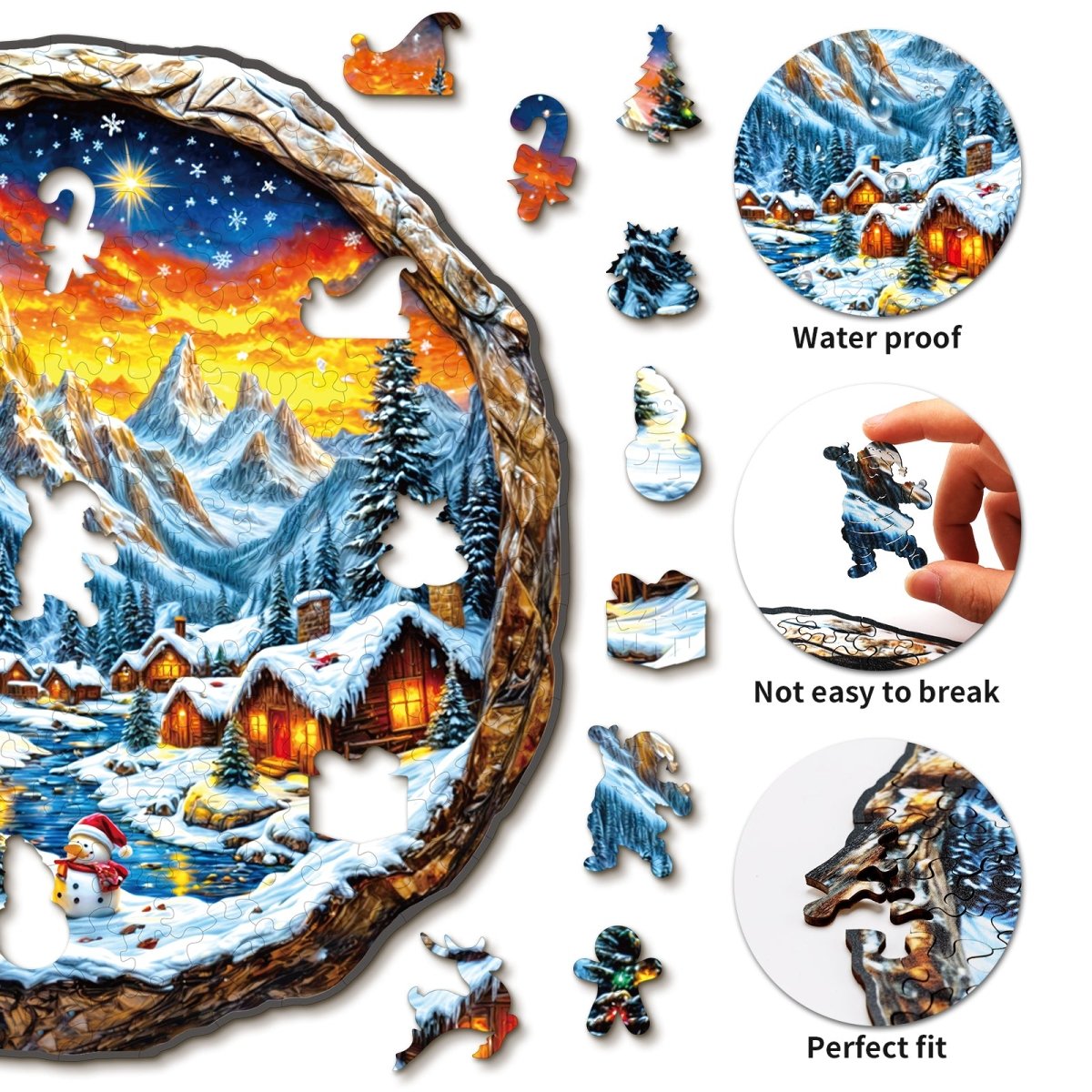 3D Christmas Town 2 Wooden Jigsaw Puzzle - KAAYEE Puzzle