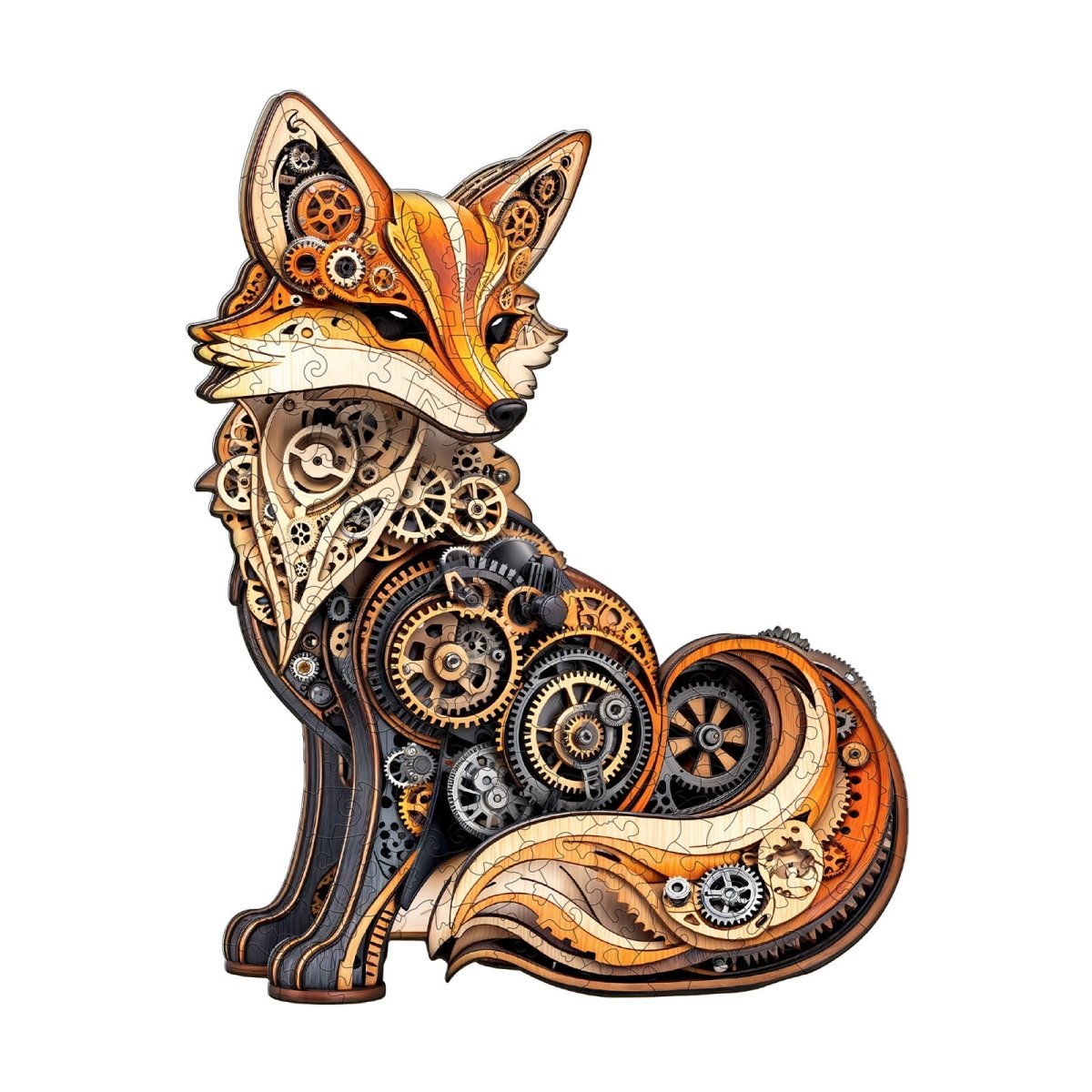 3D Gear fox Wooden Jigsaw Puzzle - KAAYEE Puzzle