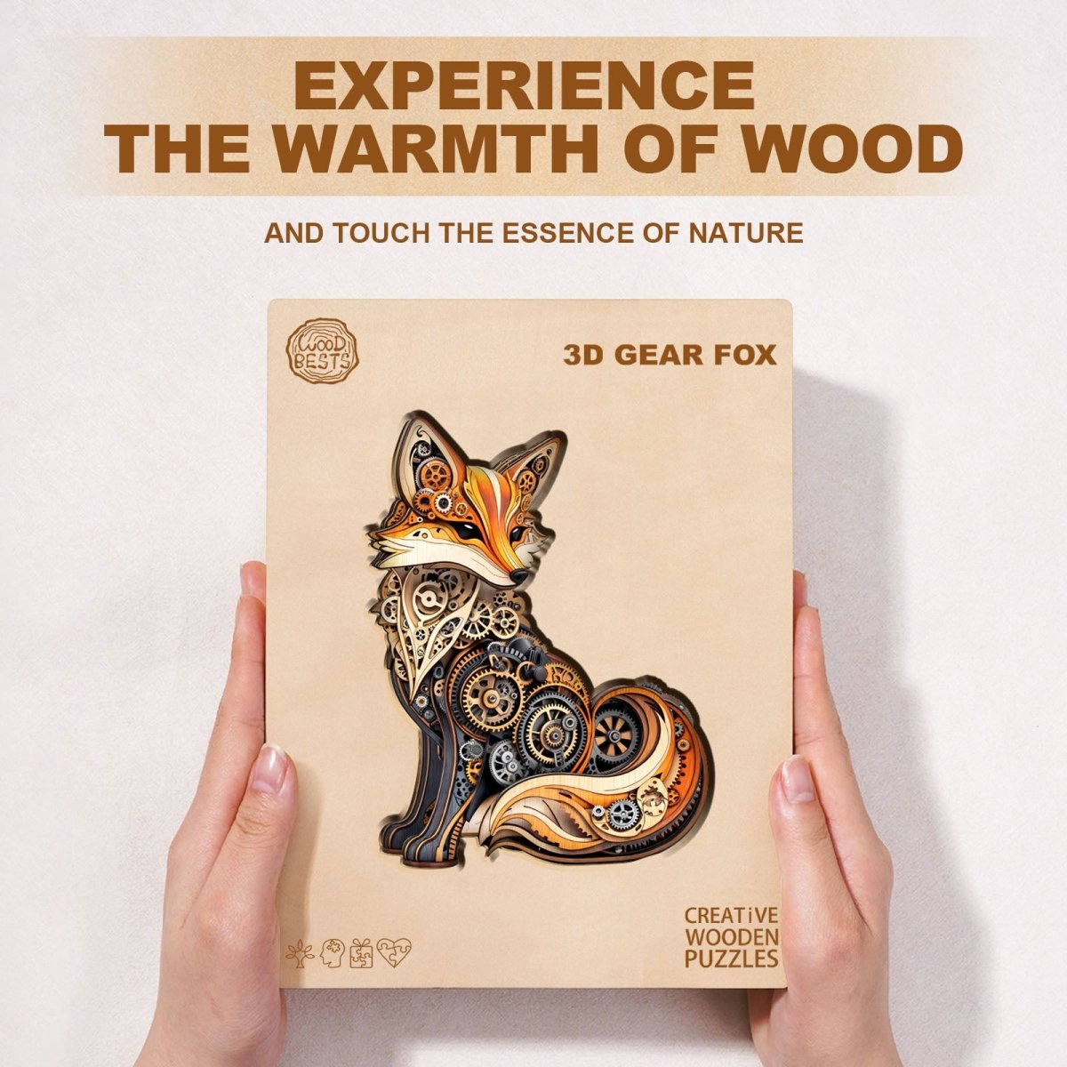 3D Gear fox Wooden Jigsaw Puzzle - KAAYEE Puzzle