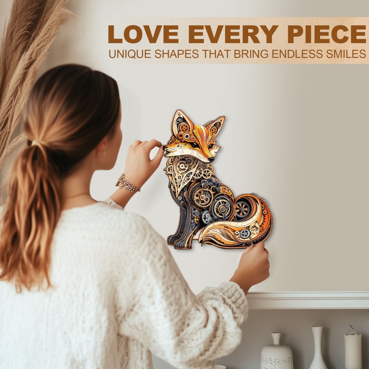 3D Gear fox Wooden Jigsaw Puzzle - KAAYEE Puzzle