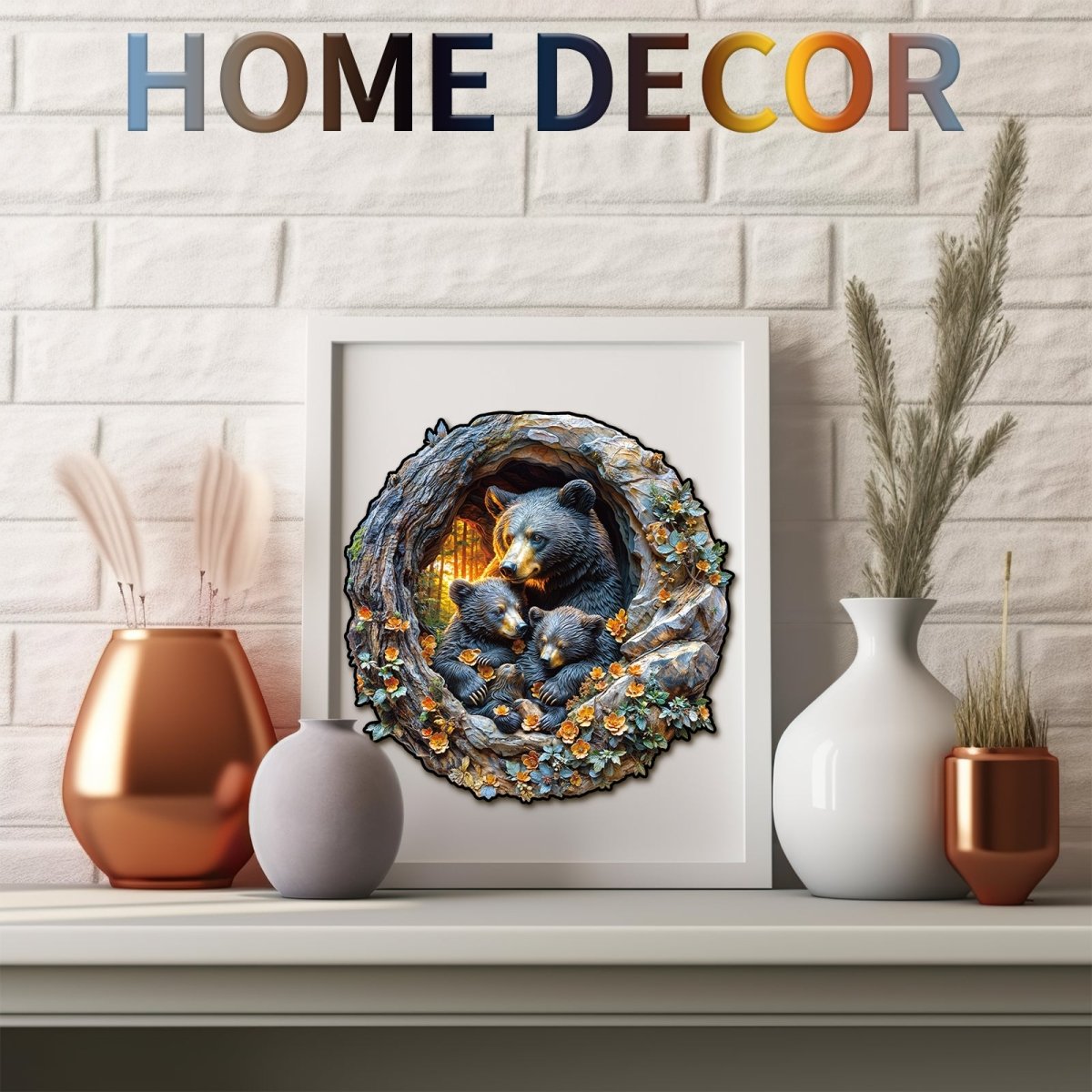 3D Hugging Bear and Cub Wooden Jigsaw Puzzle - KAAYEE Puzzle