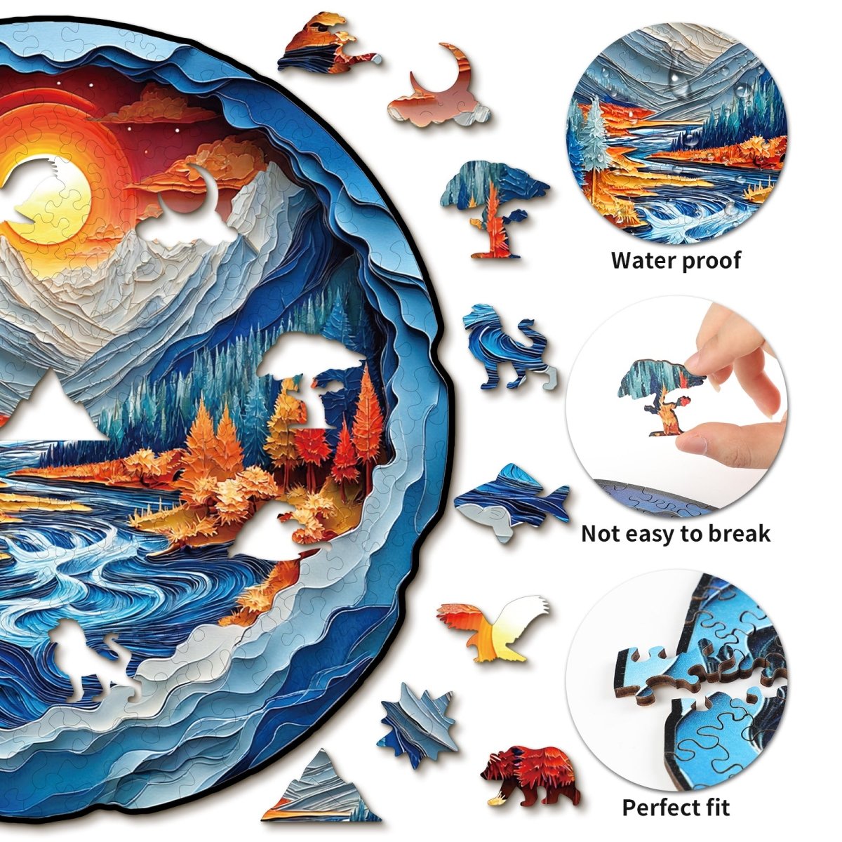 3D Mountains and Rivers Wooden Jigsaw Puzzle - KAAYEE Puzzle