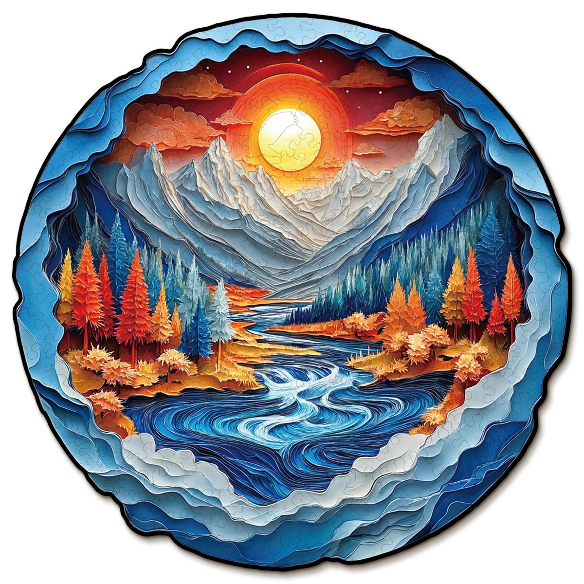 3D Mountains and Rivers Wooden Jigsaw Puzzle - KAAYEE Puzzle