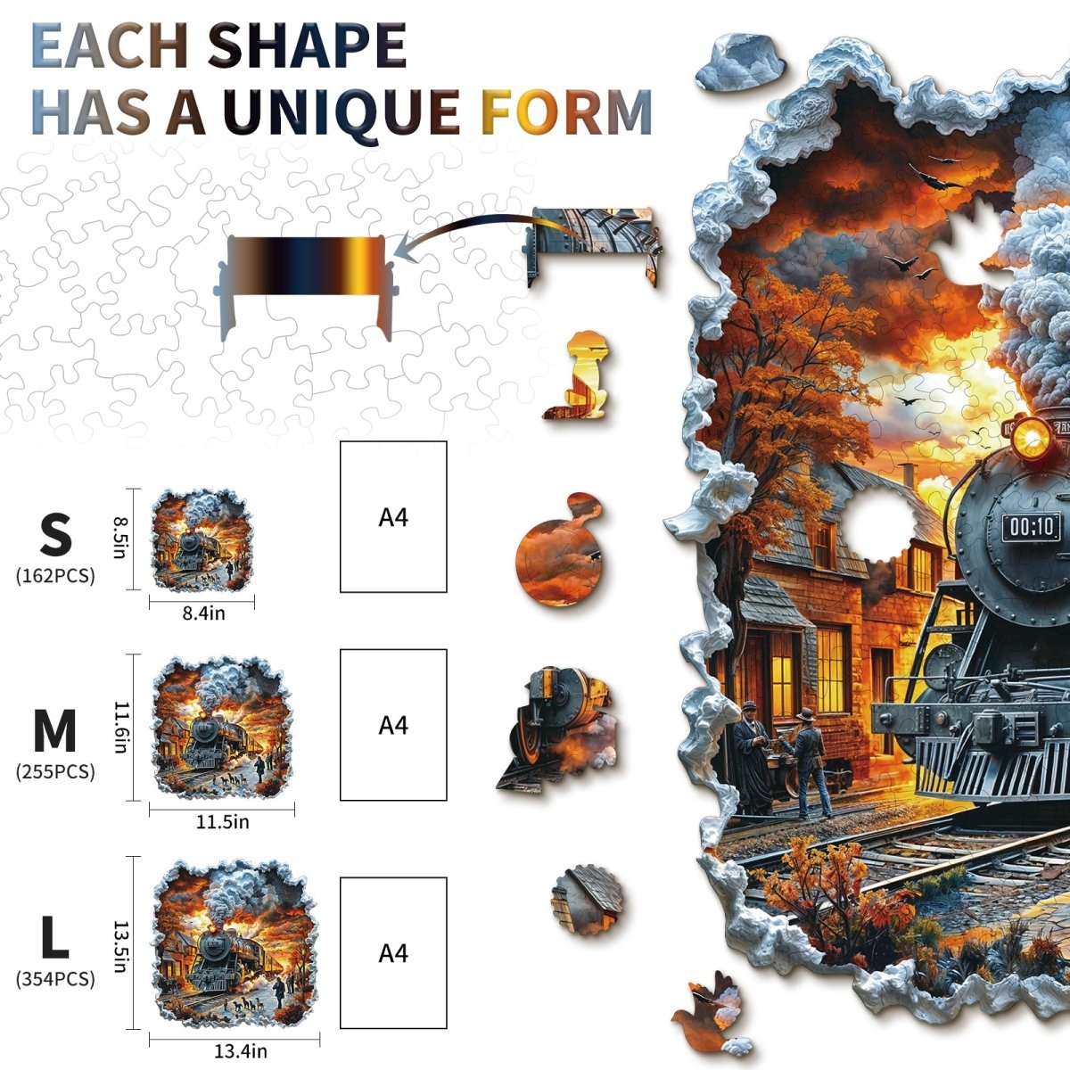 3D Retro Steam Train Wooden Jigsaw Puzzle - KAAYEE Puzzle