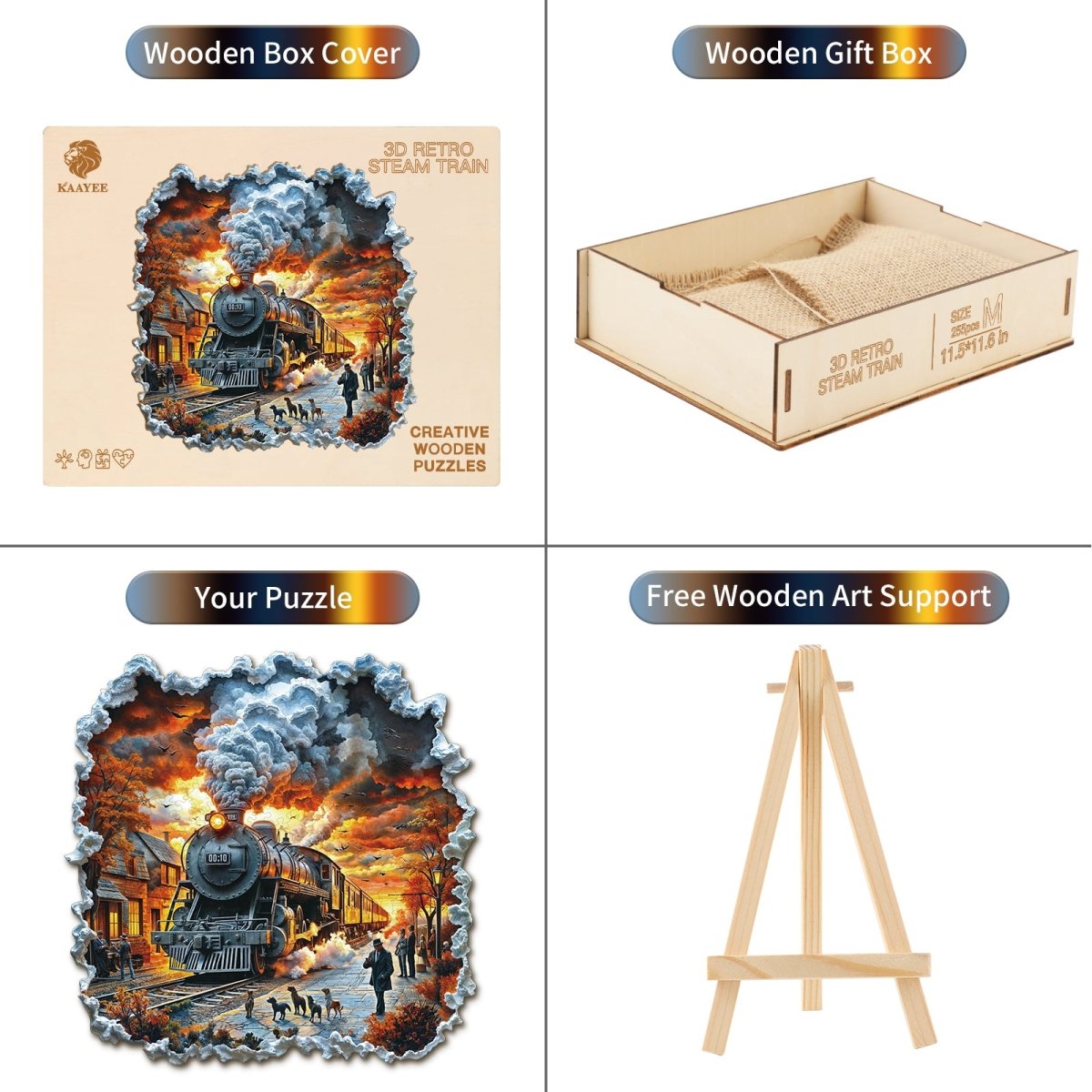 3D Retro Steam Train Wooden Jigsaw Puzzle - KAAYEE Puzzle