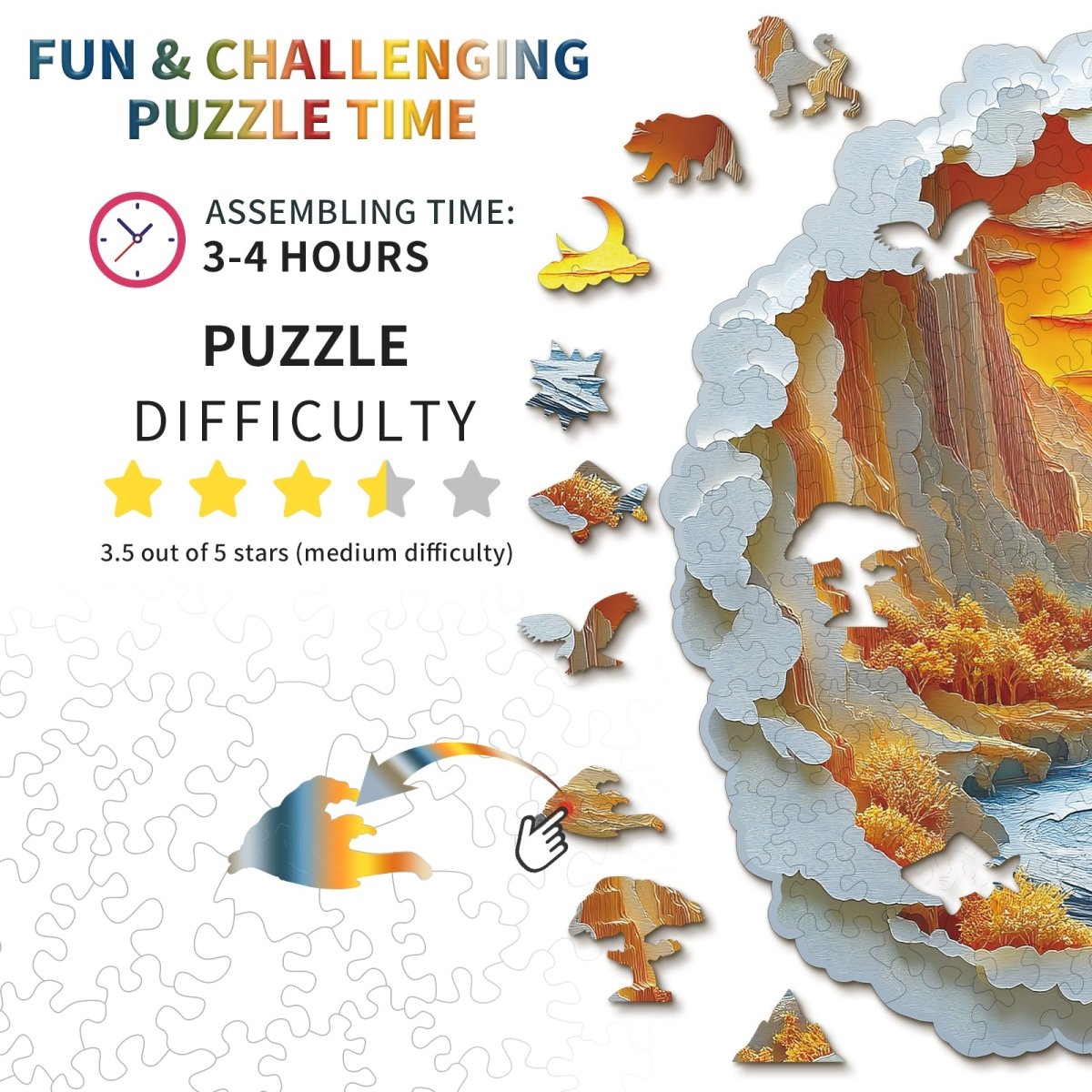 3D Sunset Light Wooden Jigsaw Puzzle - KAAYEE Puzzle