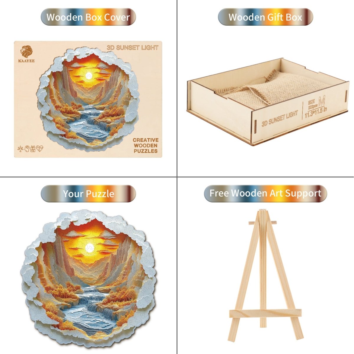 3D Sunset Light Wooden Jigsaw Puzzle - KAAYEE Puzzle