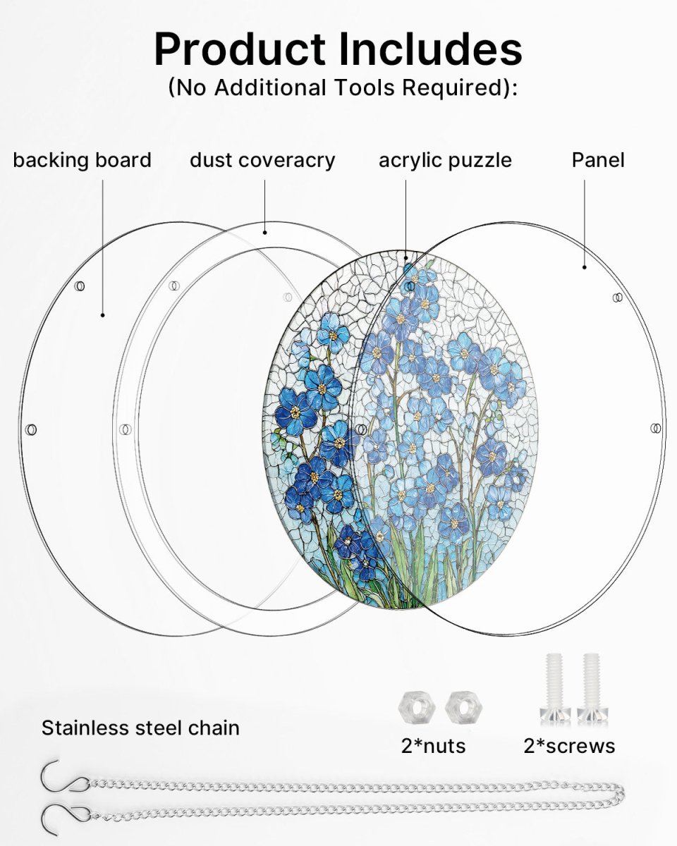 83 - piece Acrylic Jigsaw Puzzle Suncatcher - Azure Bloom Whisper - KAAYEE Puzzle