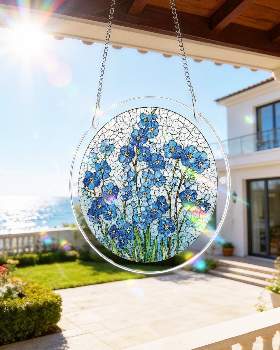 83 - piece Acrylic Jigsaw Puzzle Suncatcher - Azure Bloom Whisper - KAAYEE Puzzle