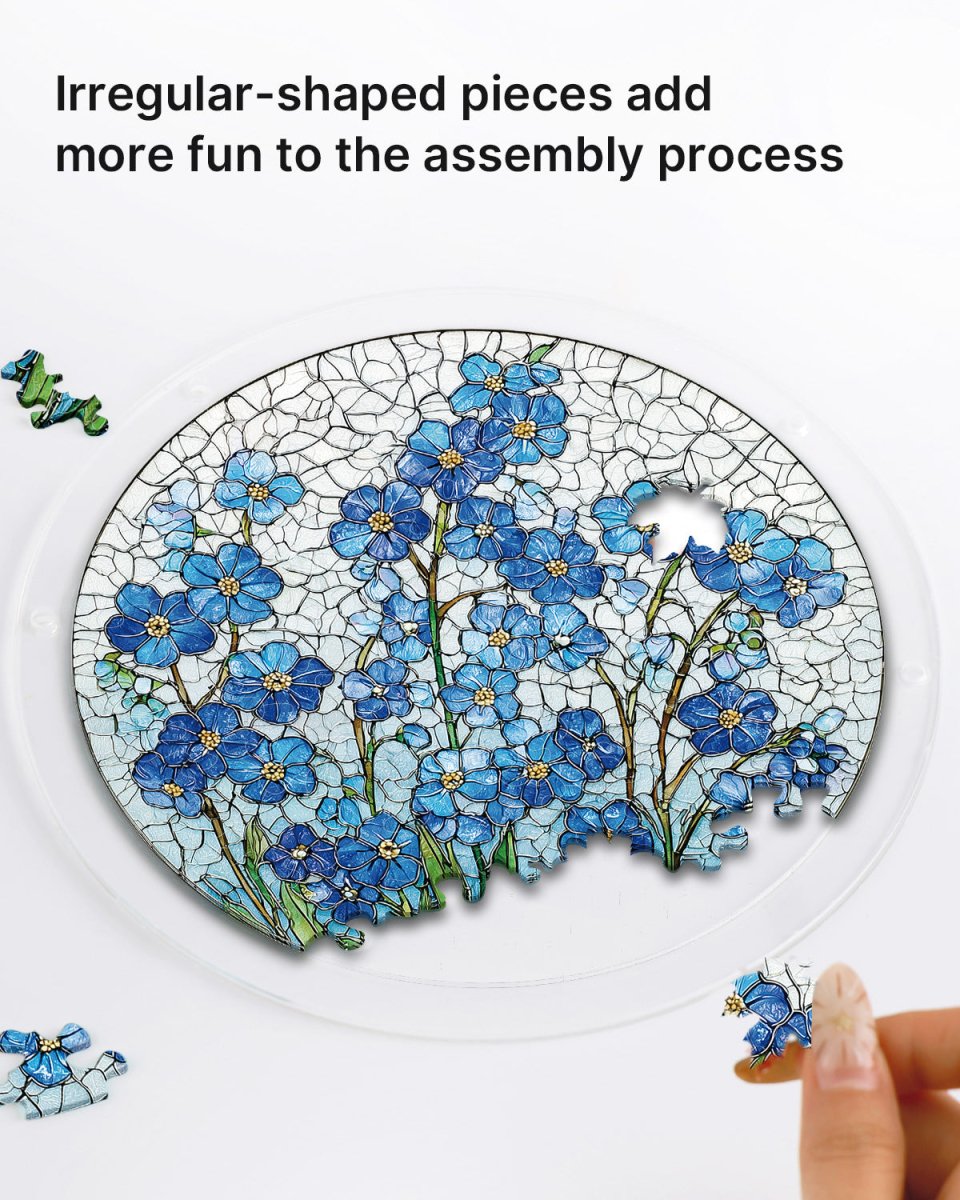83 - piece Acrylic Jigsaw Puzzle Suncatcher - Azure Bloom Whisper - KAAYEE Puzzle