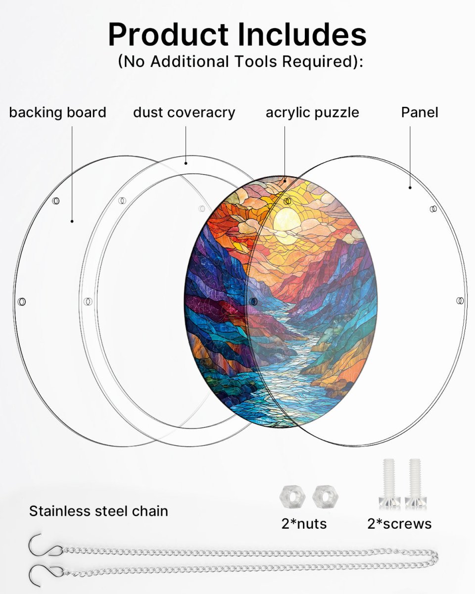 83 - piece Acrylic Jigsaw Puzzle Suncatcher - Glazed Mountain Moon - KAAYEE Puzzle