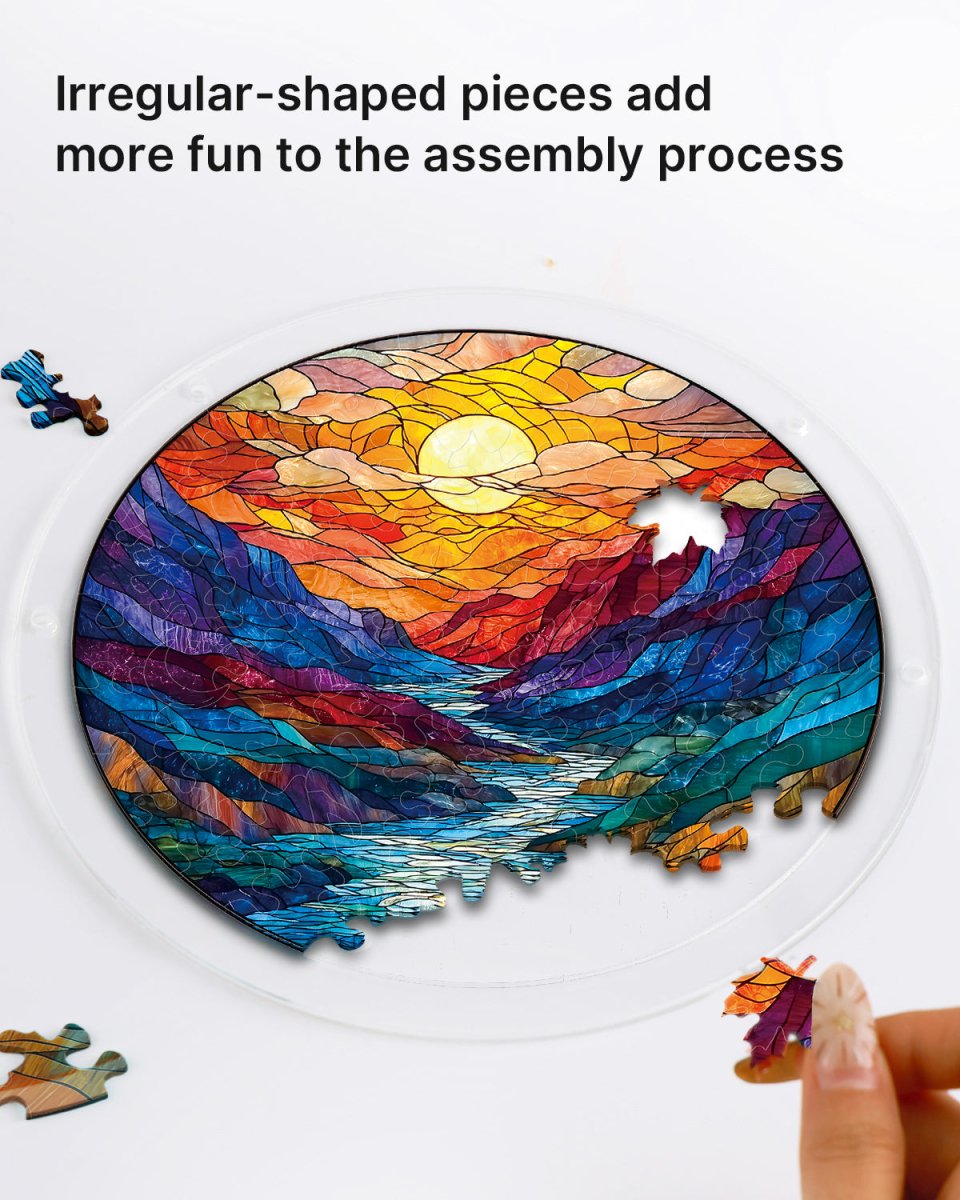 83 - piece Acrylic Jigsaw Puzzle Suncatcher - Glazed Mountain Moon - KAAYEE Puzzle