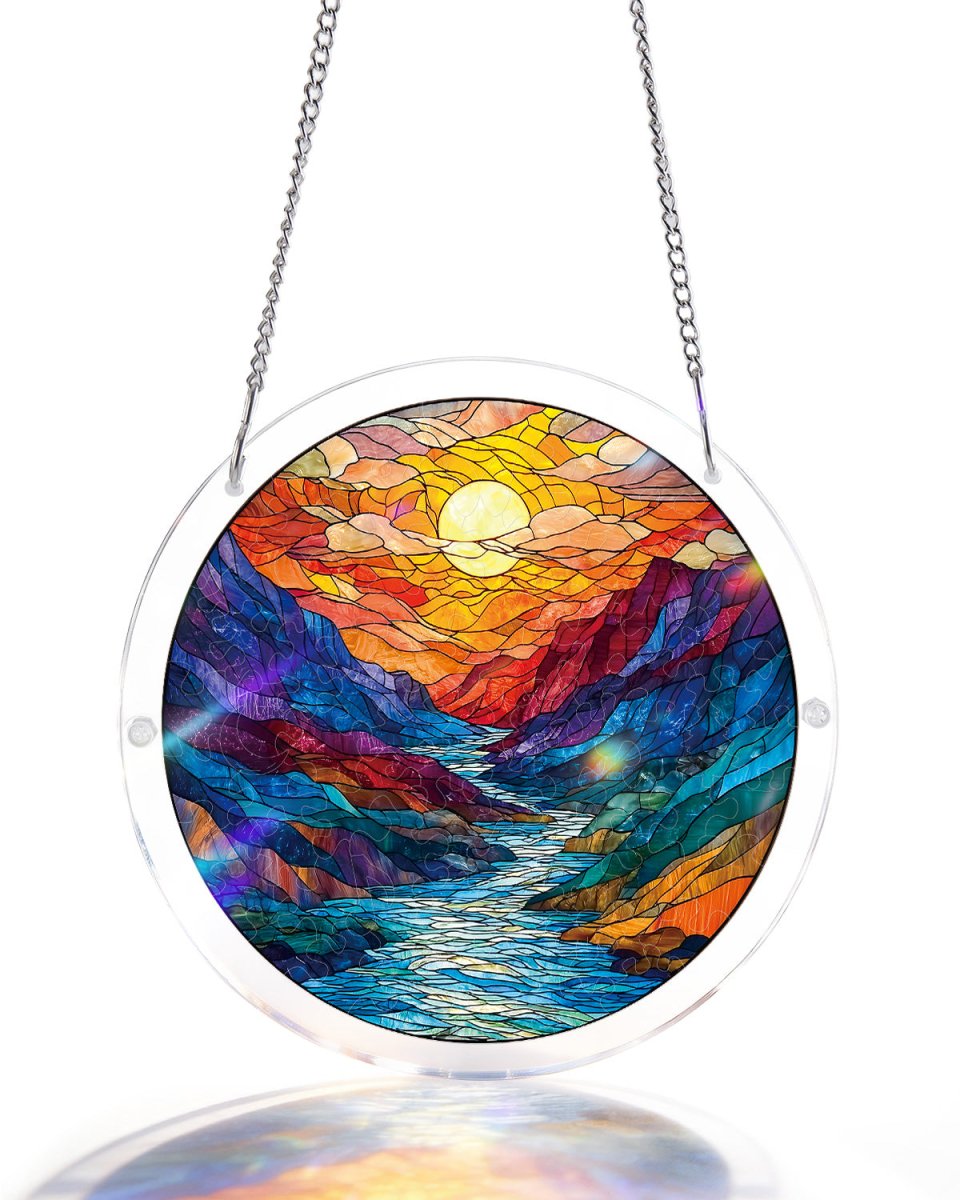 83 - piece Acrylic Jigsaw Puzzle Suncatcher - Glazed Mountain Moon - KAAYEE Puzzle