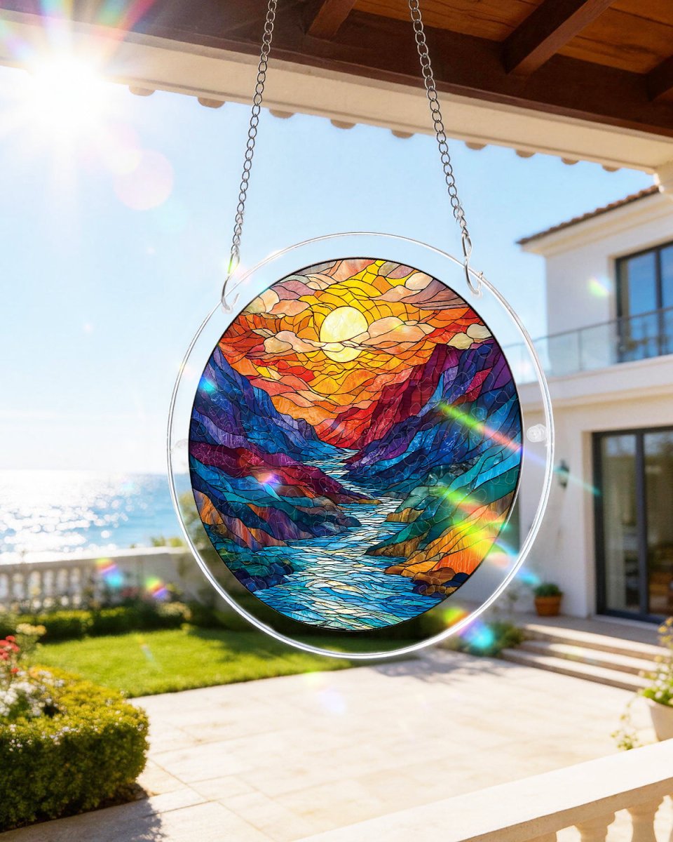 83 - piece Acrylic Jigsaw Puzzle Suncatcher - Glazed Mountain Moon - KAAYEE Puzzle