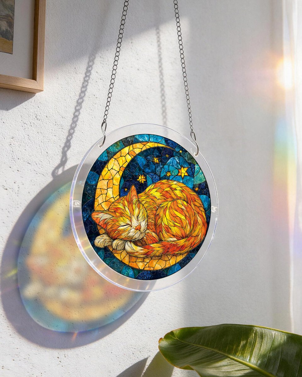 83 - piece Acrylic Jigsaw Puzzle Suncatcher - Starry Moon Cat - KAAYEE Puzzle
