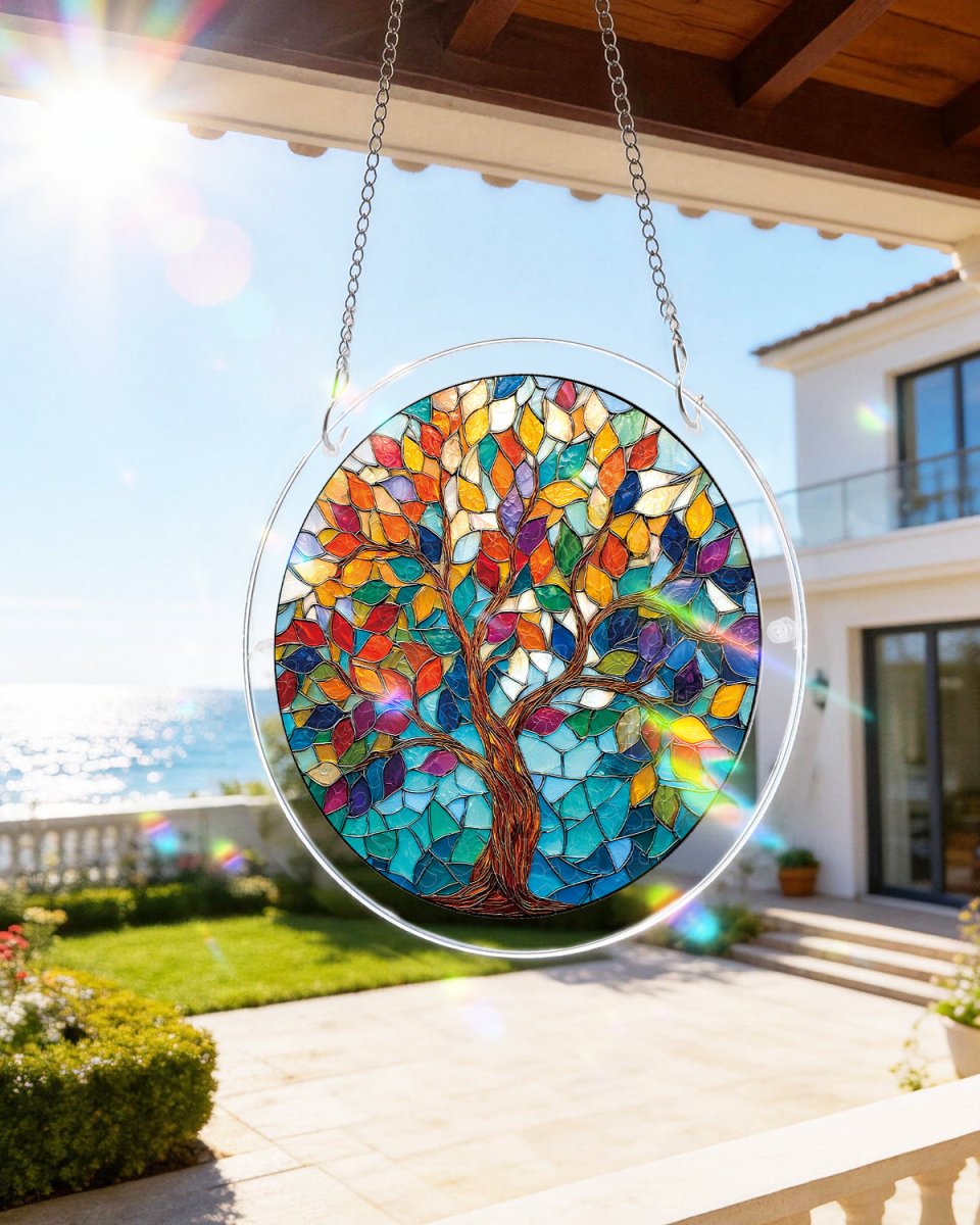 83 - piece Acrylic Jigsaw Puzzle Suncatcher - Tree of Luminous Leaves - KAAYEE Puzzle
