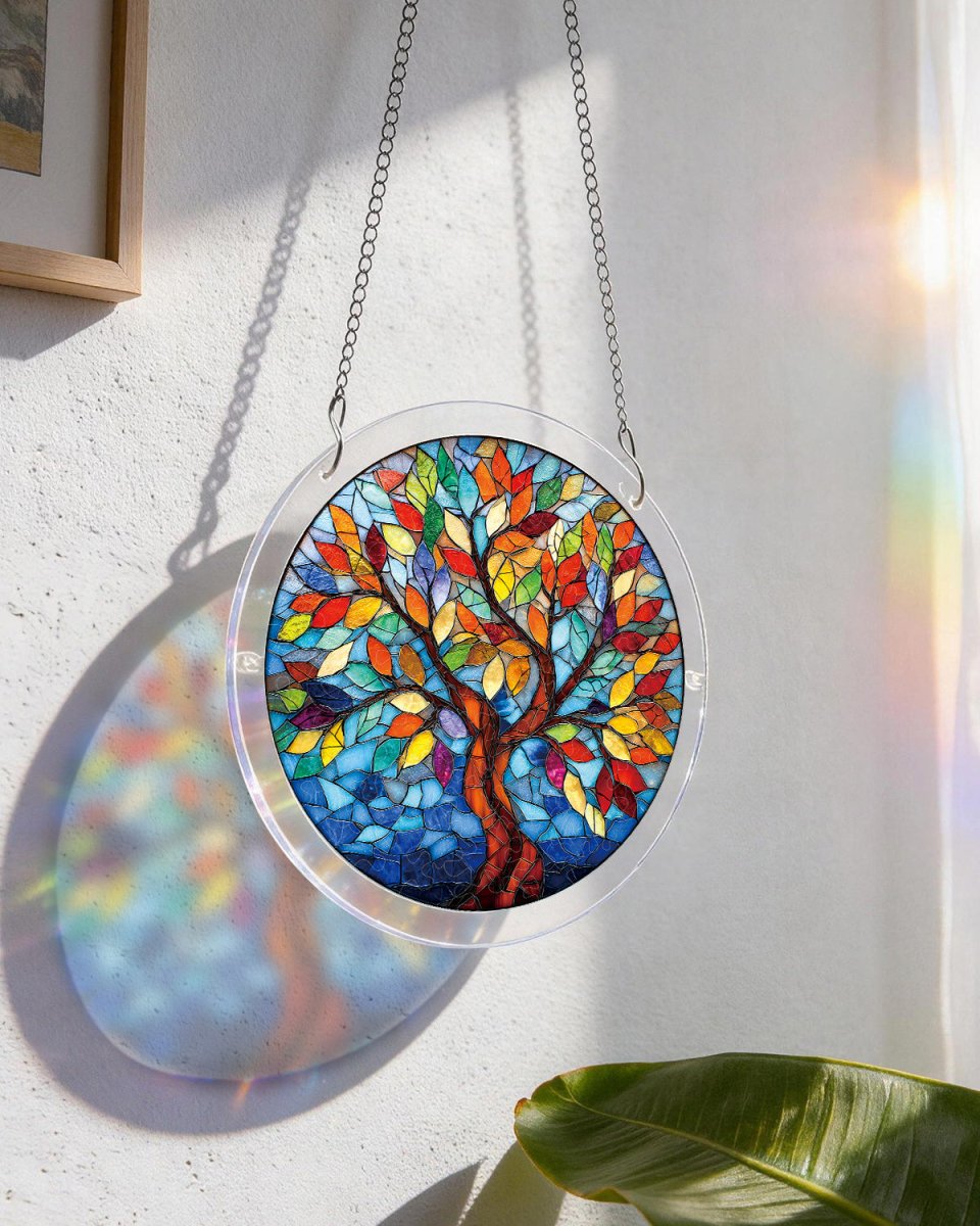 83 - piece Acrylic Jigsaw Puzzle Suncatcher - Tree of Radiant Glass - KAAYEE Puzzle