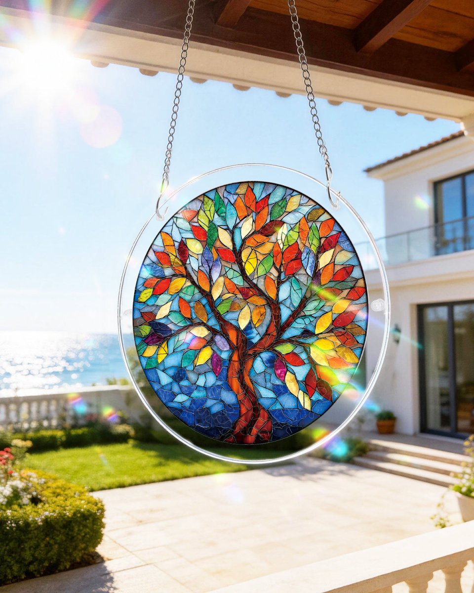 83 - piece Acrylic Jigsaw Puzzle Suncatcher - Tree of Radiant Glass - KAAYEE Puzzle