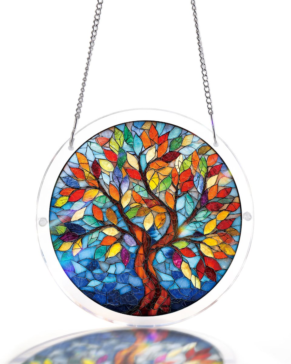83 - piece Acrylic Jigsaw Puzzle Suncatcher - Tree of Radiant Glass - KAAYEE Puzzle