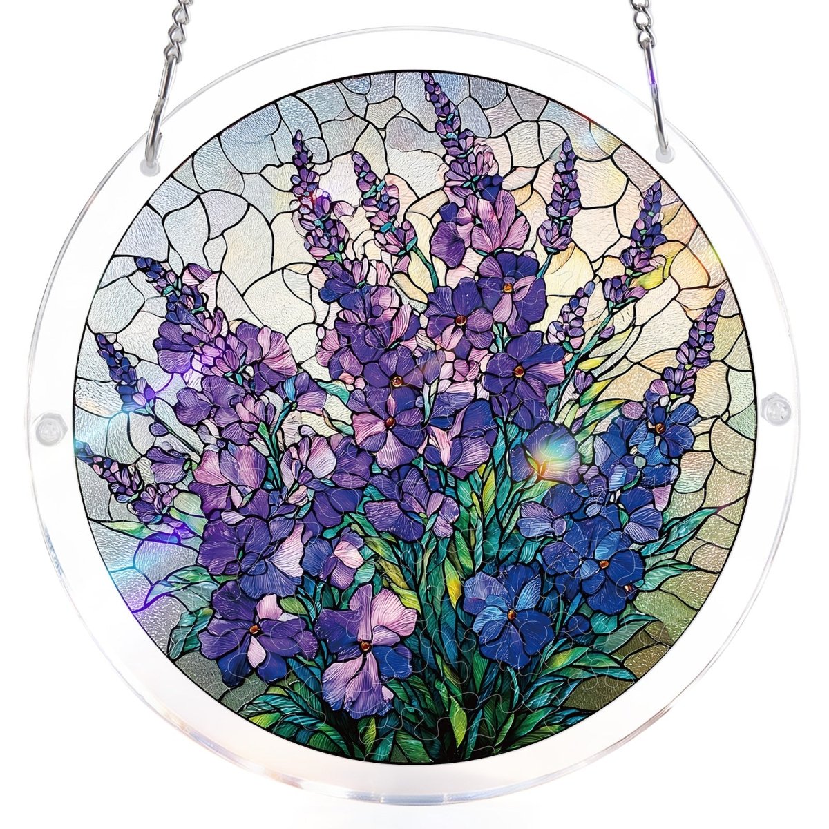 83 - piece Acrylic Jigsaw Puzzle Suncatcher - Violet Garden Grace - KAAYEE Puzzle