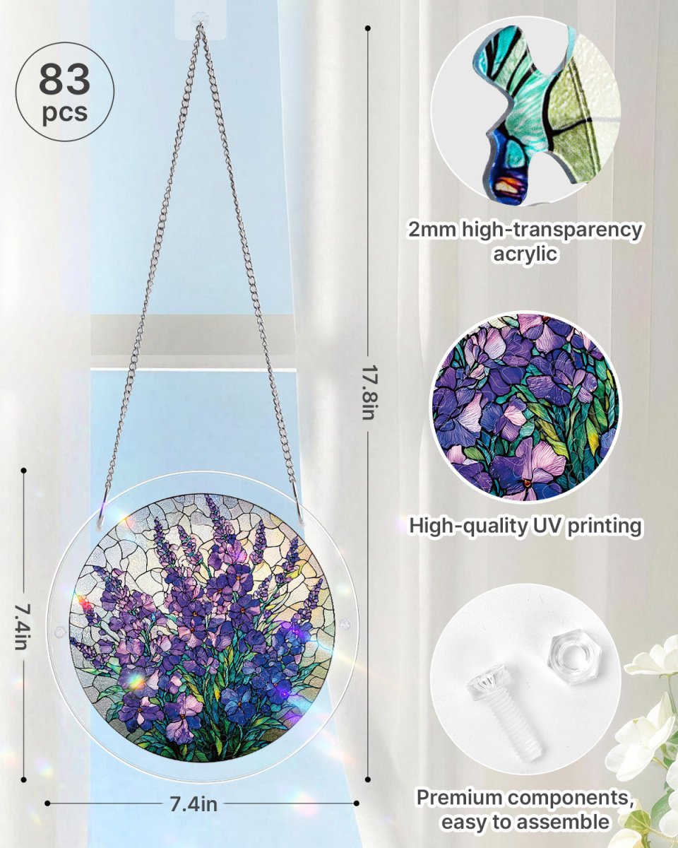 83 - piece Acrylic Jigsaw Puzzle Suncatcher - Violet Garden Grace - KAAYEE Puzzle