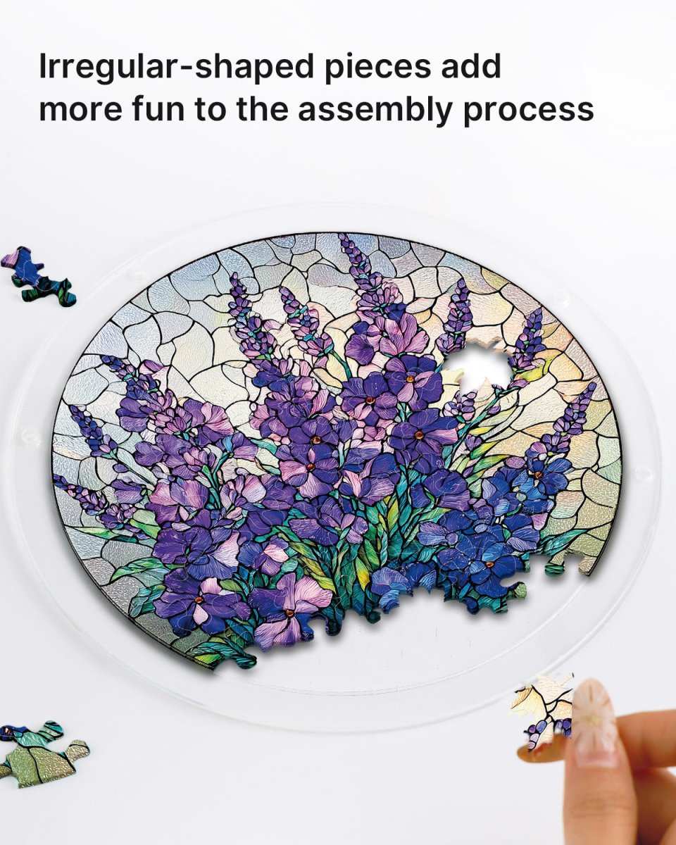 83 - piece Acrylic Jigsaw Puzzle Suncatcher - Violet Garden Grace - KAAYEE Puzzle