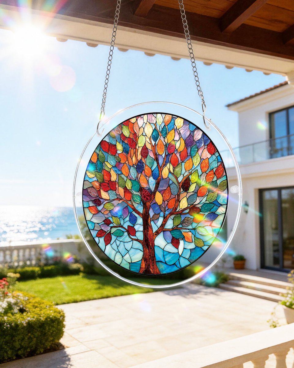 83 - piece Acrylic Jigsaw Puzzle Suncatcher - Vivid Tree of Life - KAAYEE Puzzle