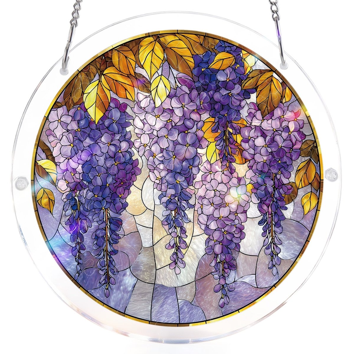 83 - piece Acrylic Jigsaw Puzzle Suncatcher - Wisteria in Glasslight - KAAYEE Puzzle