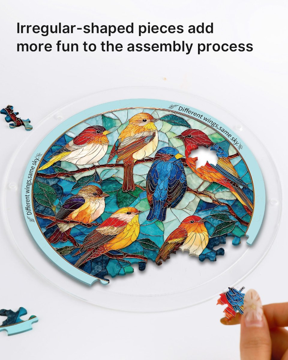 83 - piece Jigsaw Puzzle Acrylic Suncatcher - Glowing Feather Haven - KAAYEE Puzzle