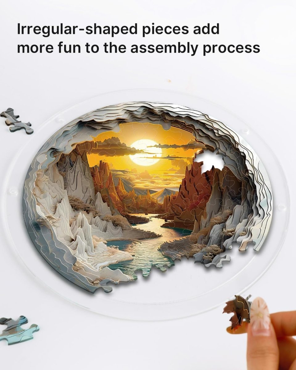83 - piece Jigsaw Puzzle Acrylic Suncatcher - Sunset Canyon - KAAYEE Puzzle