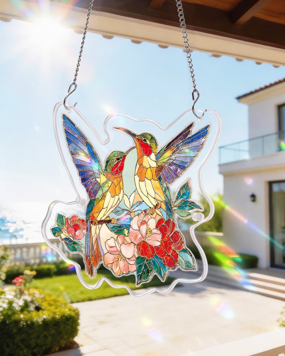 95 - piece Acrylic Jigsaw Puzzle Suncatcher - Two Birds of Spring - KAAYEE Puzzle