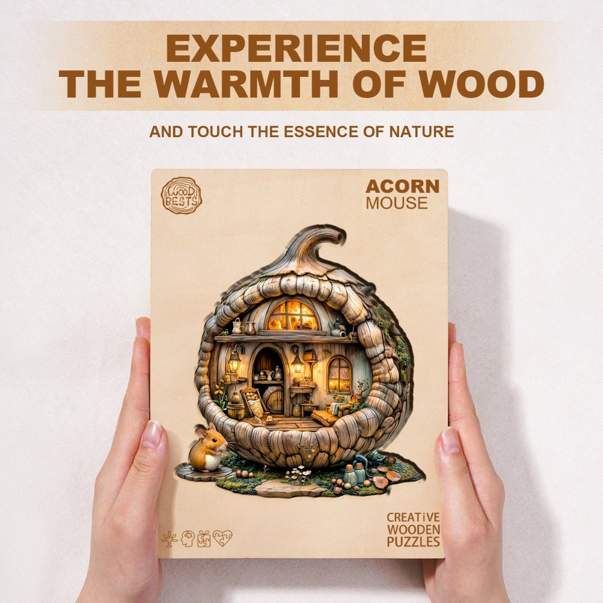 Acorn mouse Wooden Jigsaw Puzzle - KAAYEE Puzzle