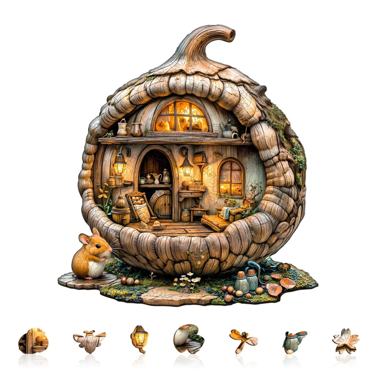 Acorn mouse Wooden Jigsaw Puzzle - KAAYEE Puzzle
