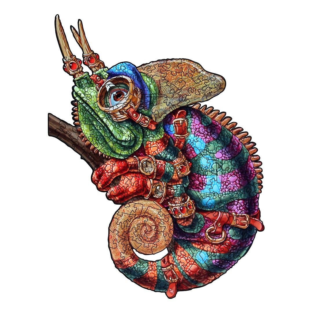 ADVENTUROUS CHAMELEON Wooden Jigsaw Puzzle - KAAYEE Puzzle