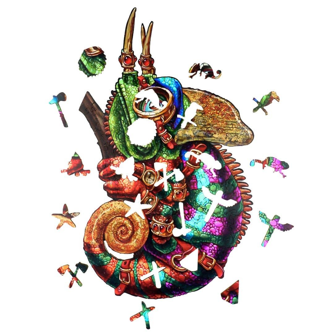 ADVENTUROUS CHAMELEON Wooden Jigsaw Puzzle - KAAYEE Puzzle