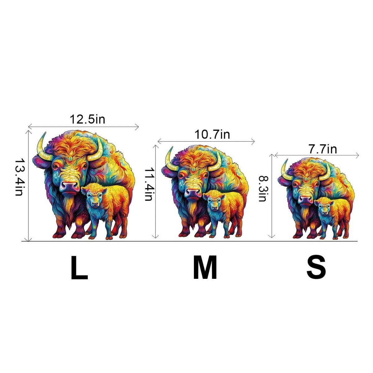 American Bison Family Wooden Jigsaw Puzzle - KAAYEE Puzzle