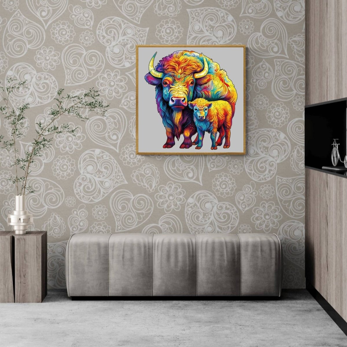 American Bison Family Wooden Jigsaw Puzzle - KAAYEE Puzzle