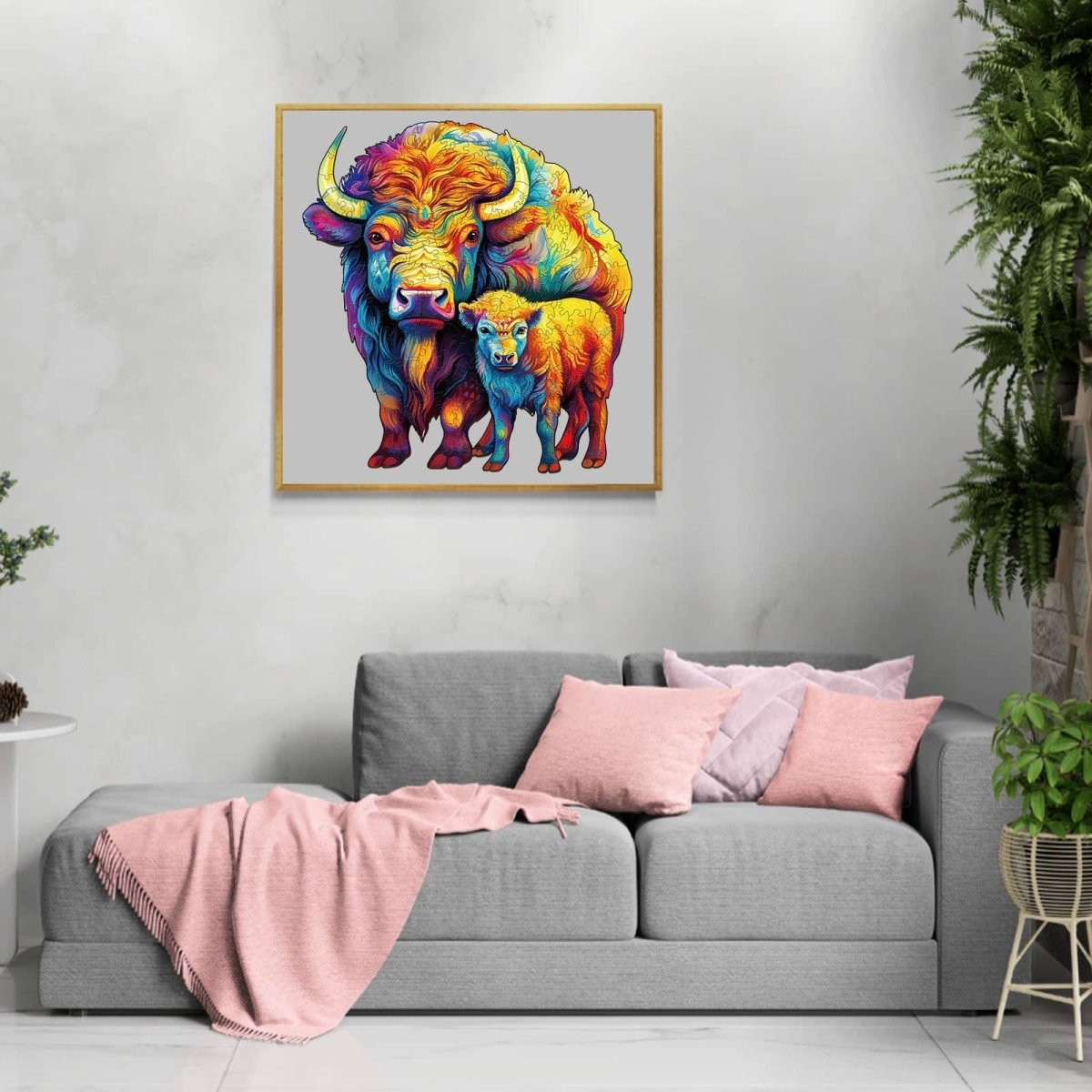 American Bison Family Wooden Jigsaw Puzzle - KAAYEE Puzzle