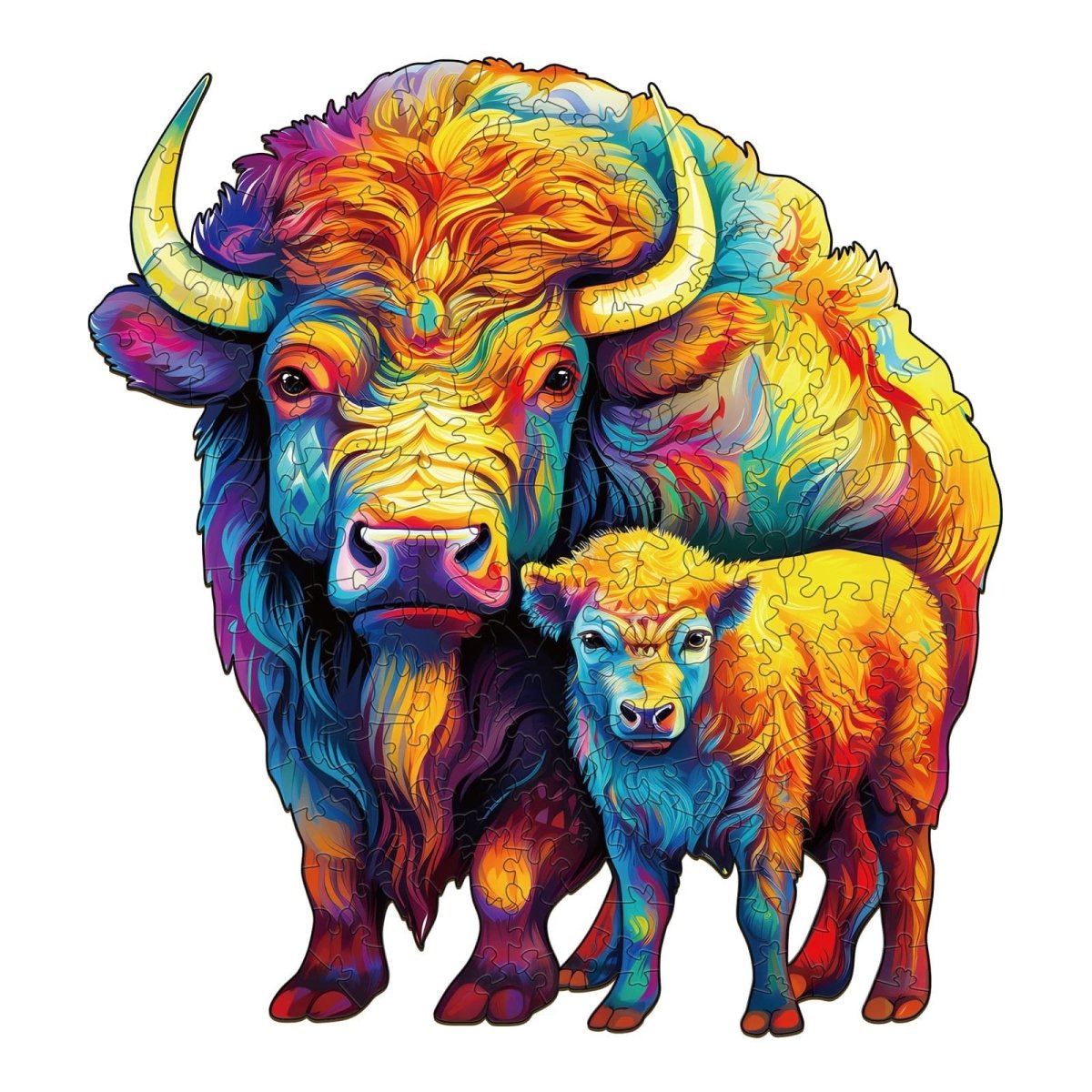 American Bison Family Wooden Jigsaw Puzzle - KAAYEE Puzzle