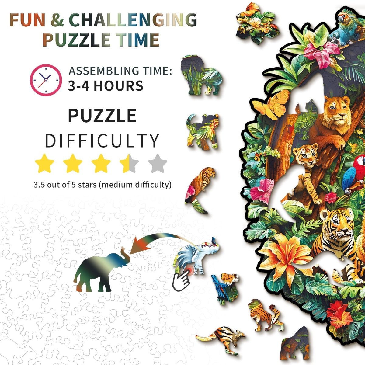Animal Paradise Wooden Jigsaw Puzzle - KAAYEE Puzzle