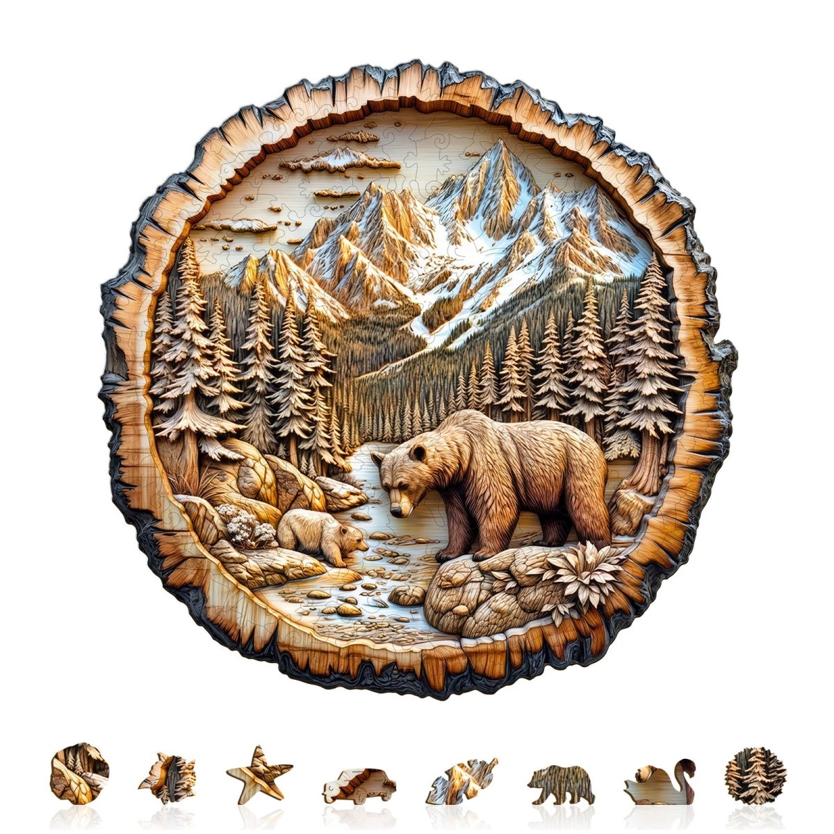Annual ring Bear Wooden Jigsaw Puzzle - KAAYEE Puzzle