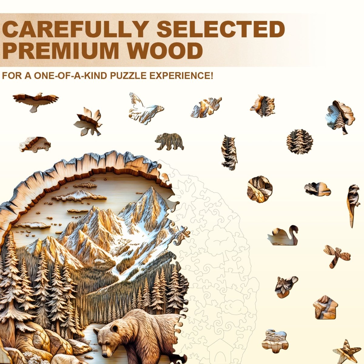 Annual ring Bear Wooden Jigsaw Puzzle - KAAYEE Puzzle